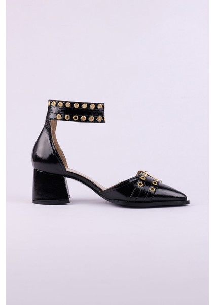 Hakiki Deri Rugan Topuklu Kadın Ayakkabısı 25HSY500