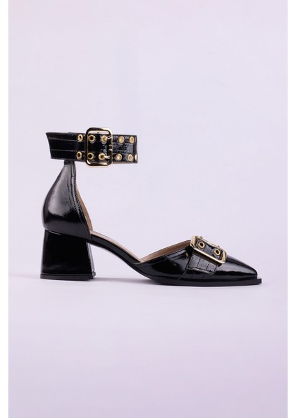 Hakiki Deri Rugan Topuklu Kadın Ayakkabısı 25HSY500 fırsatları