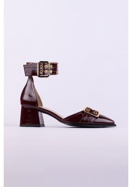 Hakiki Deri Rugan Topuklu Kadın Ayakkabısı 25HSY500 fırsatları