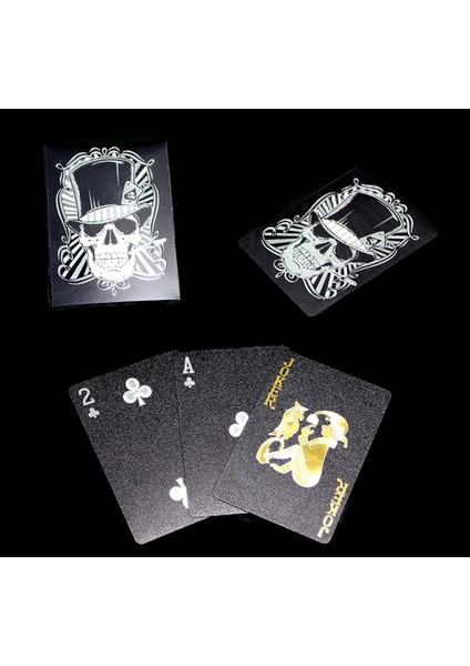 Kuru Kafa Desenli Plastik Siyah Iskambil Kartı