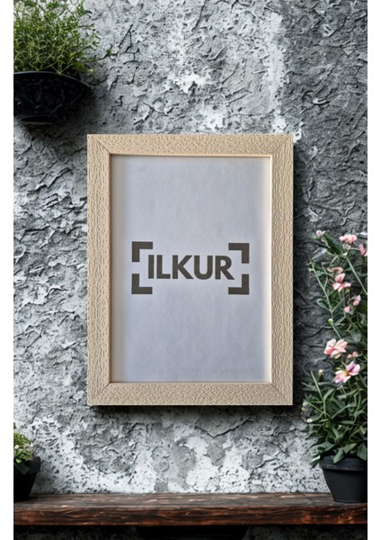 A4 Boyutunda (21X30) cm 3 cm Kalınılığında Kirli Beyaz Eskitme Desenli Düz Camlı Çerçeve