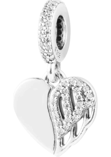 Melek Kanadı ve Kalp Charm | 925 Ayar Gümüş