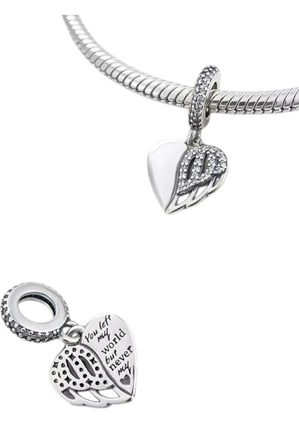 Melek Kanadı ve Kalp Charm | 925 Ayar Gümüş fiyatları