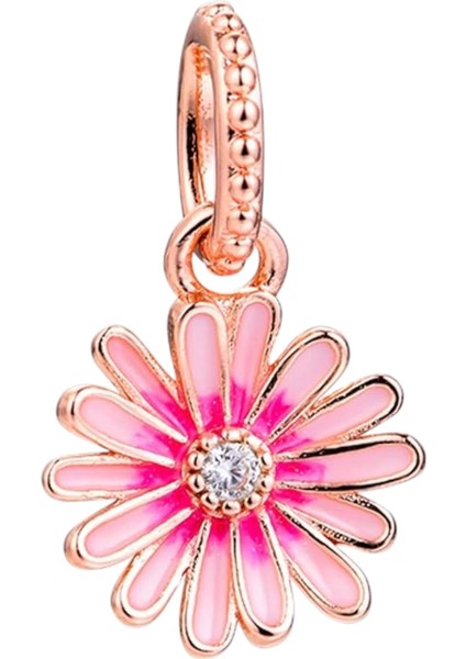 Pembe Papatya Rose Charm | 925 Ayar Gümüş
