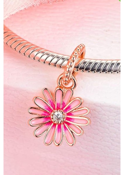 Pembe Papatya Rose Charm | 925 Ayar Gümüş modelleri
