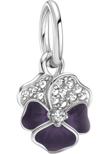Koyu Mor Menekşe Charm | 925 Ayar Gümüş