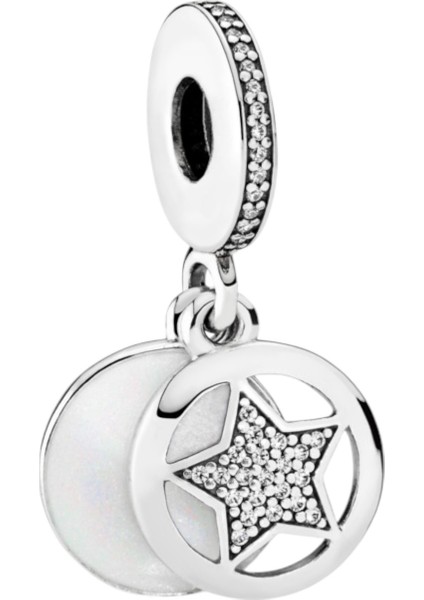 Sedefli Taşlı Yıldız Arkadaşlık Charm | 925 Ayar Gümüş
