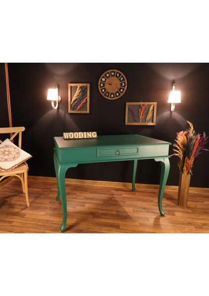 110 cm Çekmeceli Masif Yeşil Çalışma Masası