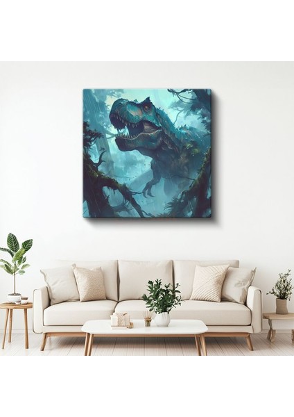 Orman Dinozoru - Yeşil Dünyada Tarih Öncesi Avcı Kanvas Tablo