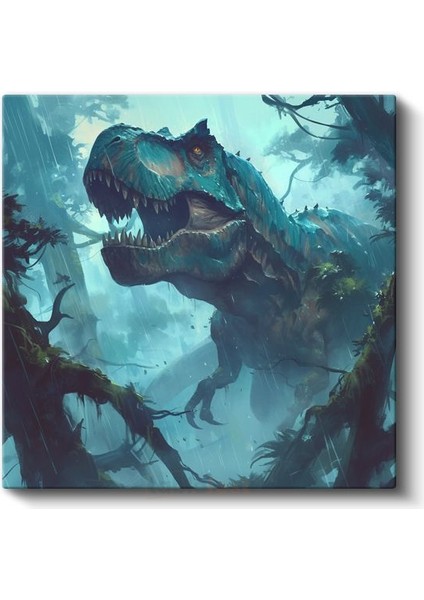 Orman Dinozoru - Yeşil Dünyada Tarih Öncesi Avcı Kanvas Tablo fiyatları