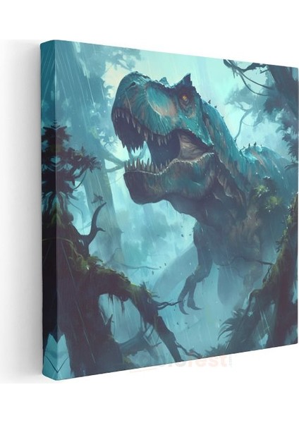 Orman Dinozoru - Yeşil Dünyada Tarih Öncesi Avcı Kanvas Tablo modelleri