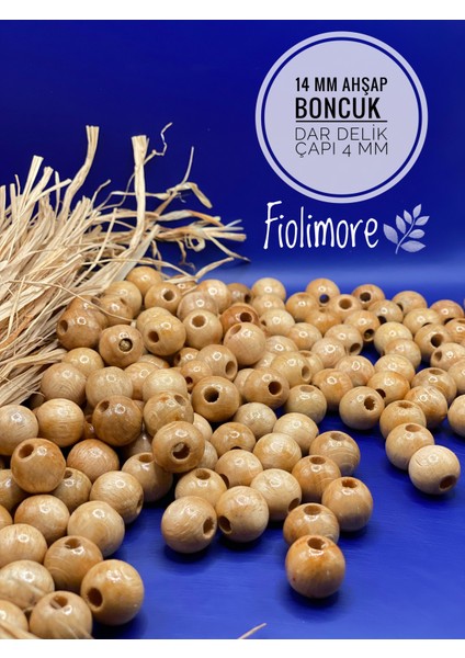 14 mm Ahşap Boncuk (50 Gram 50 Adet) Dar Delik Çapı 4 mm Makrome Çanta Bileklik Takı Renkli