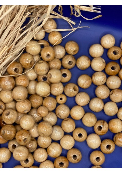14 mm Ahşap Boncuk (50 Gram 50 Adet) Dar Delik Çapı 4 mm Makrome Çanta Bileklik Takı Renkli modelleri