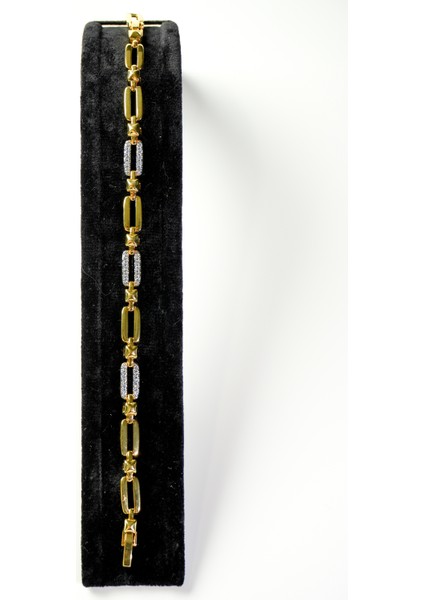 Zirkon Taşlı Gold Çelik Bileklik