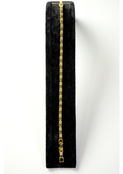 Zirkon Taşlı Gold Çelik Bileklik