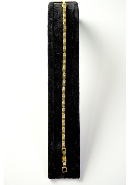 Zirkon Taşlı Gold Çelik Bileklik