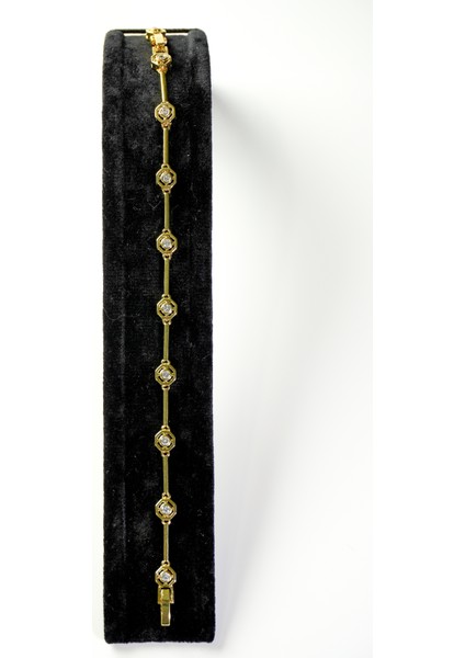 Zirkon Taşlı Gold Çelik Bileklik