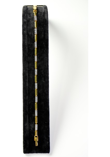 Zirkon Taşlı Gold Çelik Bileklik