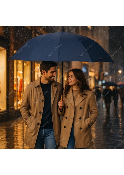 Premium 8 Telli Boy Şemsiye – Rüzgar Dayanıklı, Çelik Gövdeli, Ahşap Saplı