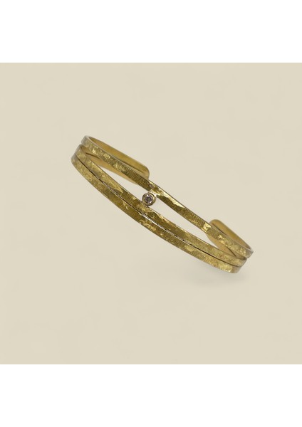 El Yapımı Saf Pirinç Üç Katlı Tek Taş Kelepçe Bileklik fırsatları