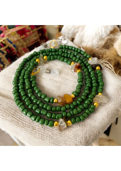 Sitrin Taşlı Kadın Gözlük Ipi