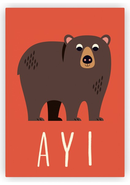 Ayı Çocuk Odası Posteri Çocuklar İçin Ahşap Poster 20X29 cm