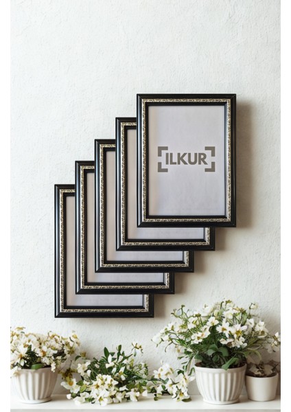 A4 Boyutunda (21X30) cm Klasik Kesim Klasik Motif Mat Camlı Çerçeve Beş Adet