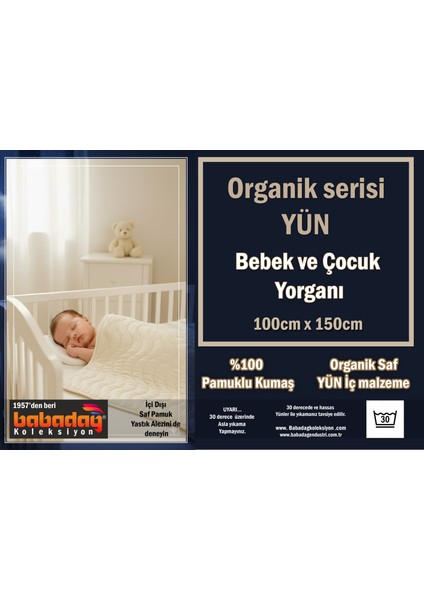 Yün Bebek ve Çocuk Yorganı Organik Yün 100X150 fiyatları