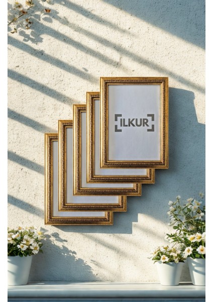 A4 Boyutunda (21X30) cm Klasik Kesim Klasik Motif Düz Camlı Çerçeve Beş Adet