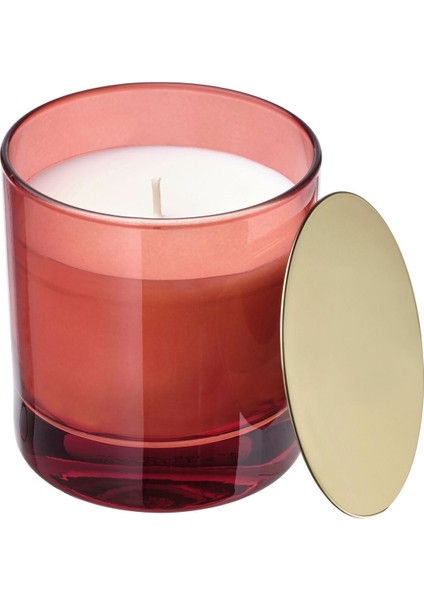 Cam Kapta Kokulu Mum, Kırmızı, 40 Saat, Portakal ve Karanfil, 9cm