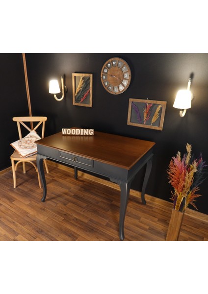 120 cm Çekmeceli Masif Antrasit Ceviz Çalışma Masası modelleri