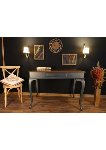 120 cm Çekmeceli Masif Antrasit Ceviz Çalışma Masası indirimleri