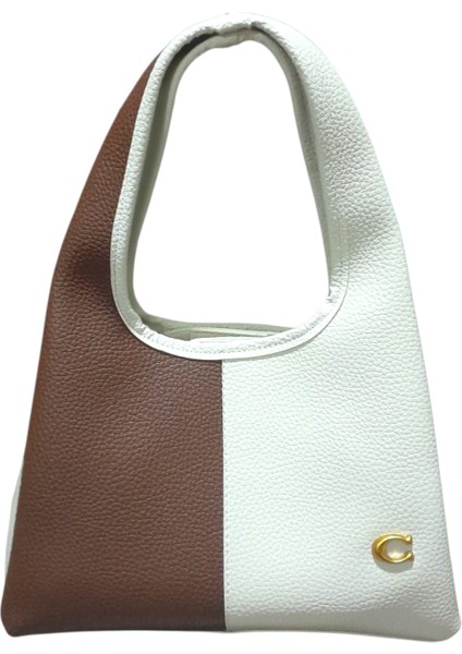 Kahverengi-Beyaz Çift Renk, Spor Görünümlü Şık ve Zarif Omuz Çantası fiyatları