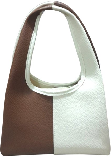 Kahverengi-Beyaz Çift Renk, Spor Görünümlü Şık ve Zarif Omuz Çantası fırsatları
