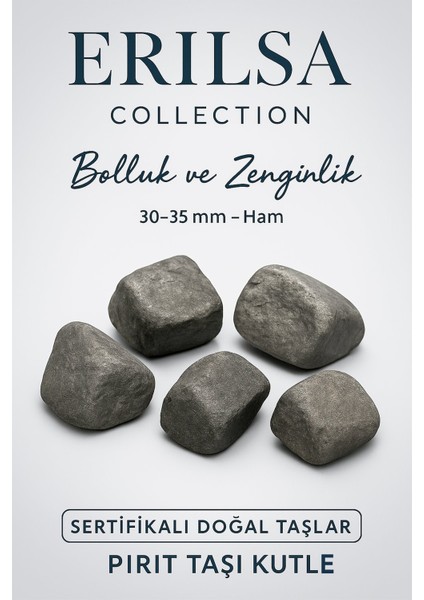 Sertifikalı Ham İşlenmemiş Gerçek Pirit Taşı Kütle 30-35 mm – Zenginlik ve Güç Taşı