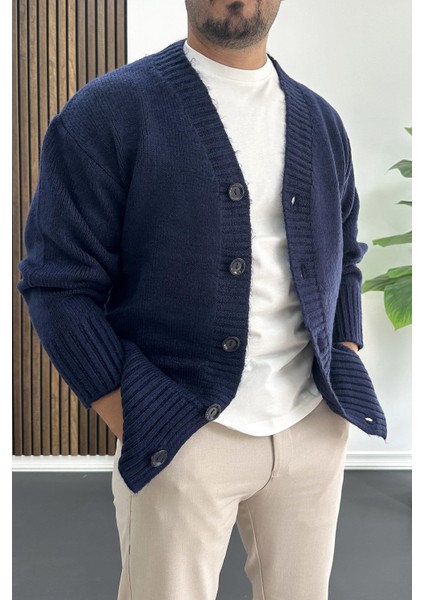 Erkek Düğmeli Rahat Kesim Hırka Lacivert EDW416 fiyatları