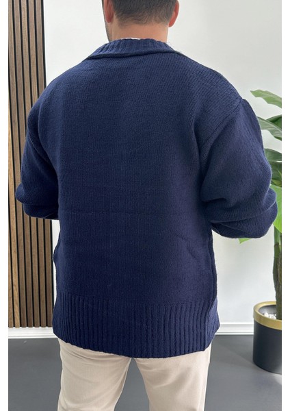 Erkek Düğmeli Rahat Kesim Hırka Lacivert EDW416 modelleri