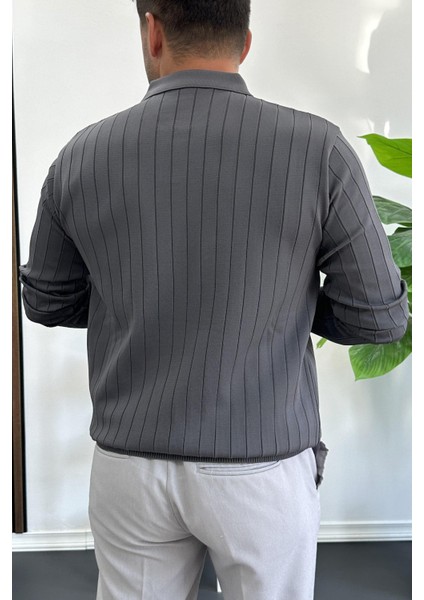 Erkek Açık Yaka Normal Kalıp Kazak Antrasit EDW412 modelleri