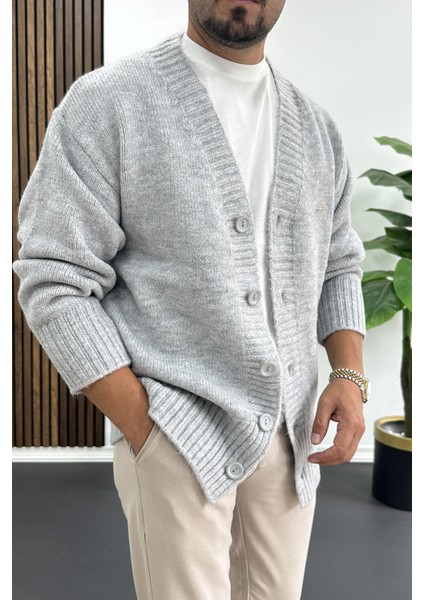 Erkek Düğmeli Rahat Kesim Hırka Gri EDW416 fiyatları