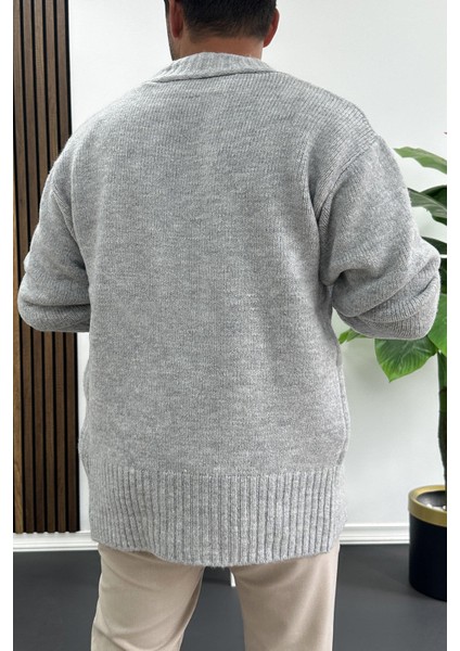 Erkek Düğmeli Rahat Kesim Hırka Gri EDW416 modelleri