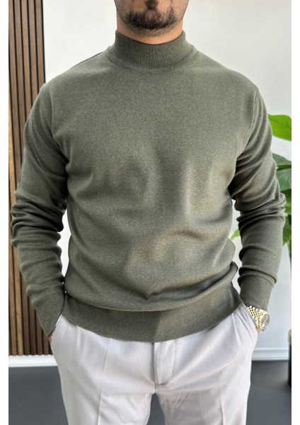 Erkek Yarım Balıkçı Normal Kalıp Kazak Yeşil EDW409