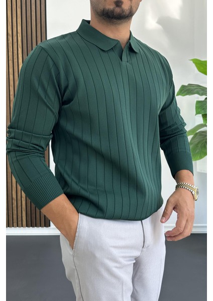 Erkek Açık Yaka Normal Kalıp Kazak Yeşil EDW412 fiyatları