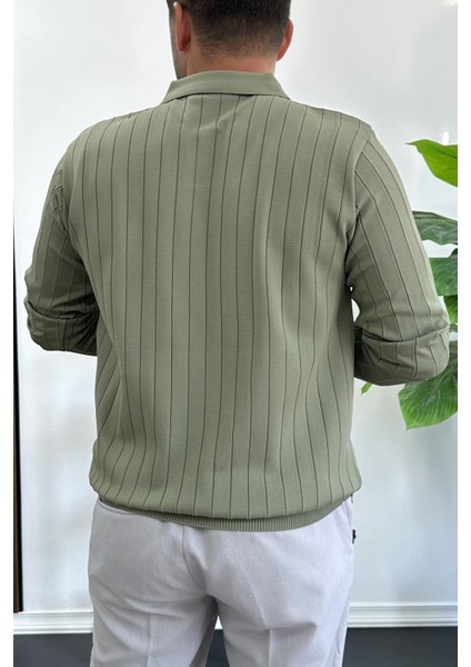 Erkek Açık Yaka Normal Kalıp Kazak Haki EDW412 modelleri