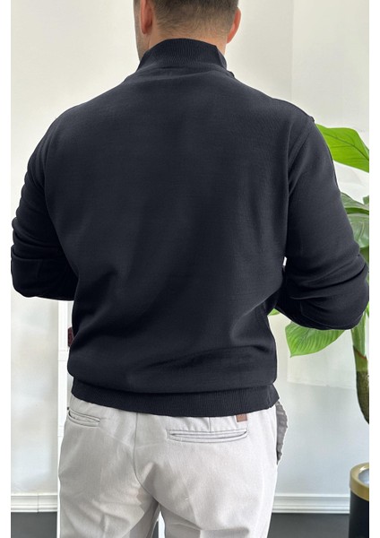 Erkek Yarım Fermuarlı Normal Kalıp Kazak Lacivert EDW411 modelleri