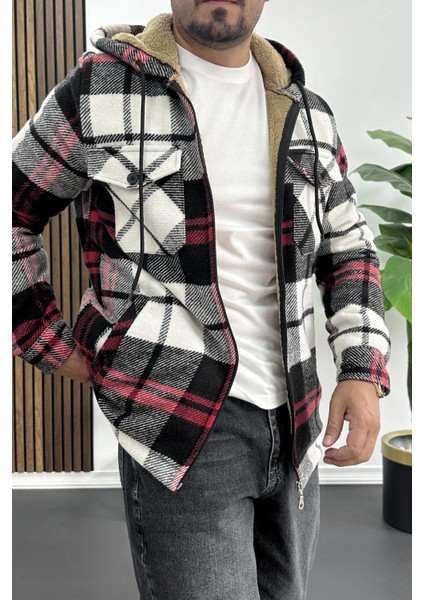 Erkek Içi Kürklü Kapüşonlu Ceket Beyaz EDW418 fırsatları