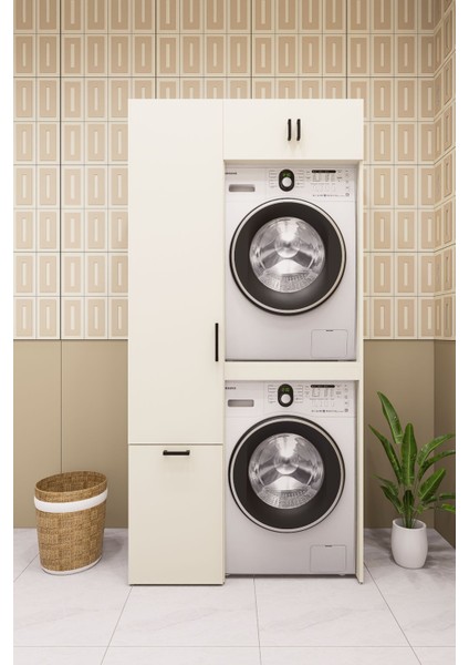 Mdf Çamaşır Makinesi ve Kurutma Makinesi Dolabı Kirli Sepetli Aytaşı modelleri