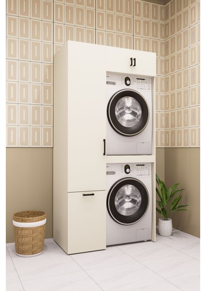 Mdf Çamaşır Makinesi ve Kurutma Makinesi Dolabı Kirli Sepetli Aytaşı fırsatları