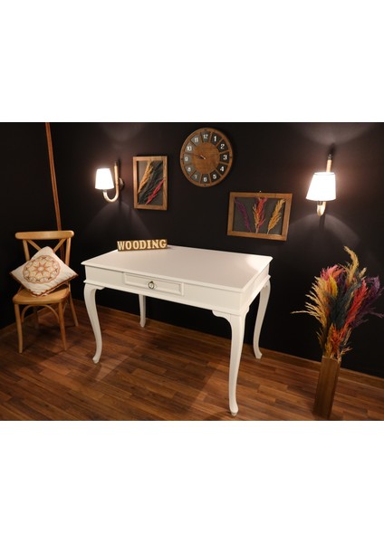 120 cm Çekmeceli Masif Beyaz Çalışma Masası fiyatları