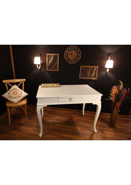 120 cm Çekmeceli Masif Beyaz Çalışma Masası modelleri
