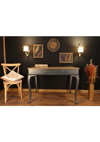 120 cm Çekmeceli Masif Antrasit Naturel Çalışma Masası fırsatları